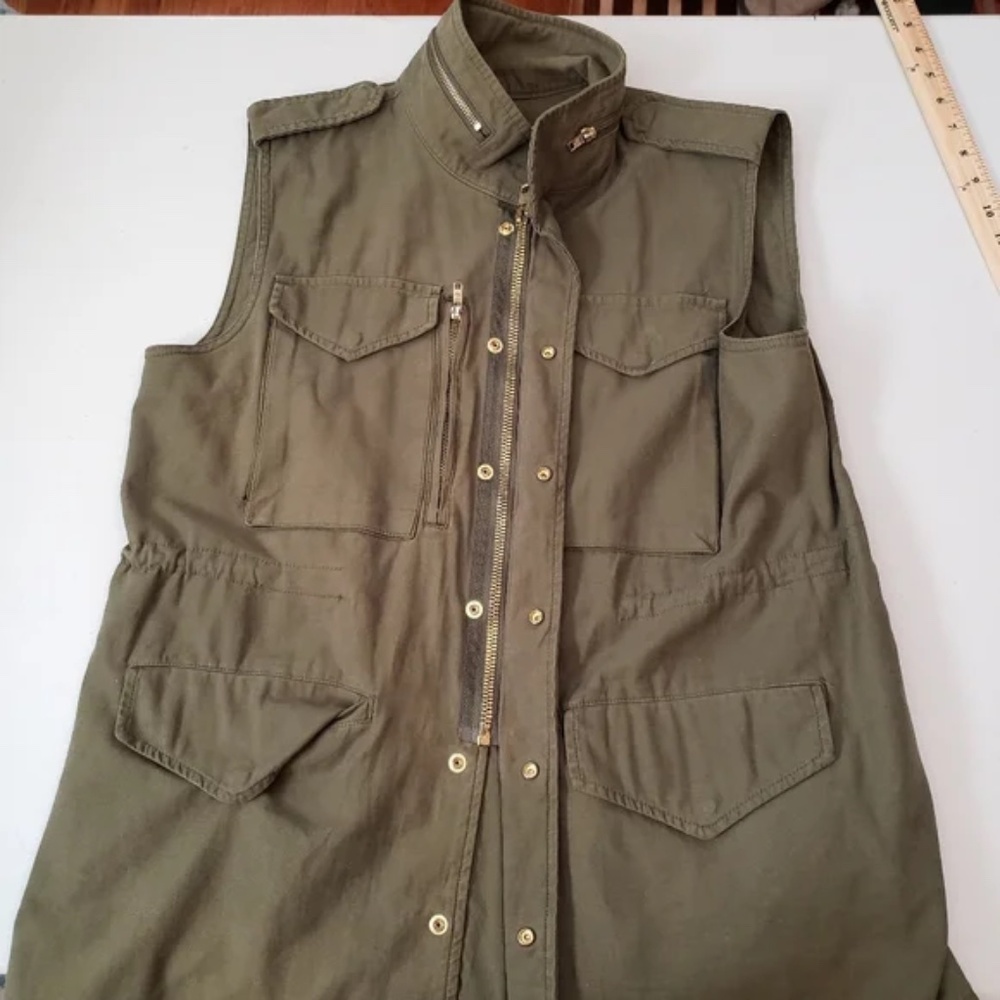 Zara Multi Pocket Utility Vest Size Green S - Picture 5 of 8
